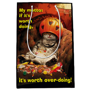 Cat Under Candy Bucket Medium Gift Bag