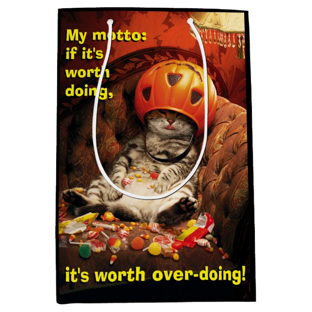 Cat Under Candy Bucket Medium Gift Bag (Front)