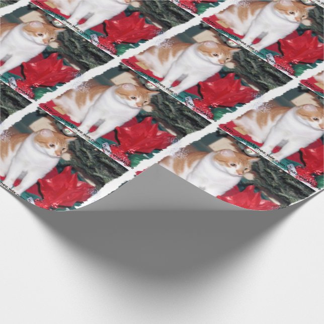 Cat under Christmas Tree Gift Wrap Paper (Corner)