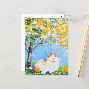 Cat Under the Orange Tree Postcard