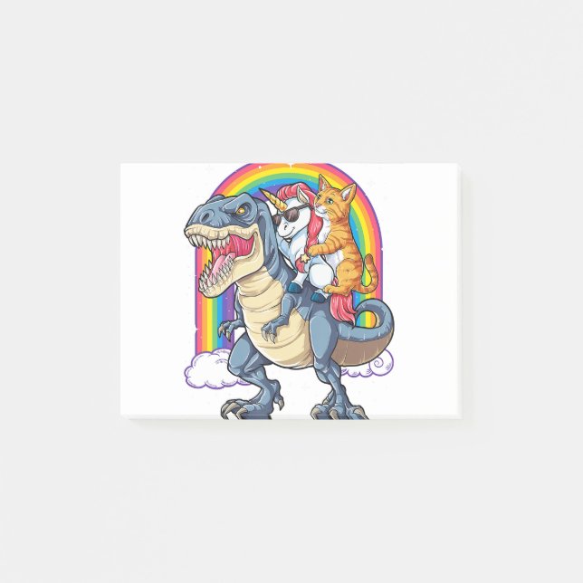 Cat Unicorn Dinosaur T rex Kitten lover Post-it Notes (Front)
