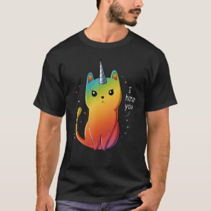 Cat Unicorn I Hate You T-Shirt