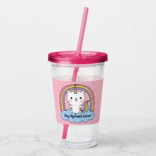 Cat Unicorn Illustration Acrylic Tumbler
