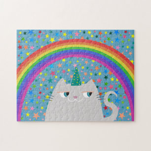 Cat Unicorn Puzzle Rainbow Stars Cute Gift