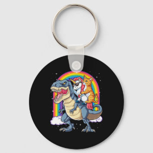 Cat Unicorn Riding Dinosaur T Rex Kitten Lover Spa Key Ring