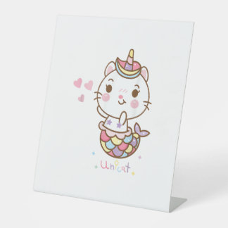 Cat Unicorn shirt - Unicat Mermaid Cat I believe i Pedestal Sign