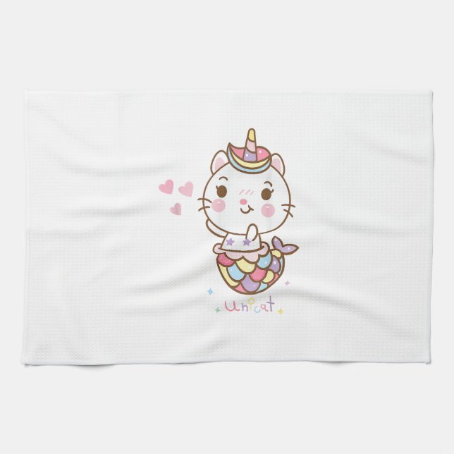 Cat Unicorn shirt - Unicat Mermaid Cat I believe i Tea Towel (Horizontal)