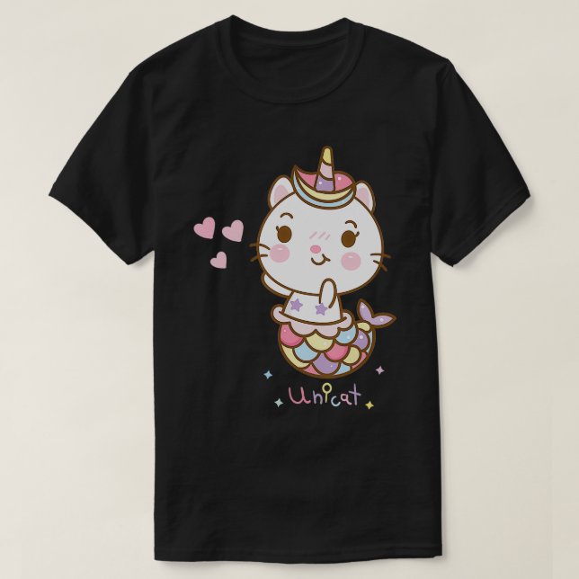 Cat Unicorn  Unicat Mermaid Cat I believe in Catic T-Shirt (Design Front)