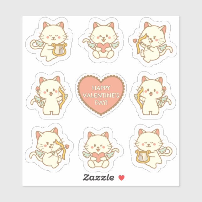 Cat Unicorns for Valentine's Day Sticker (Sheet)