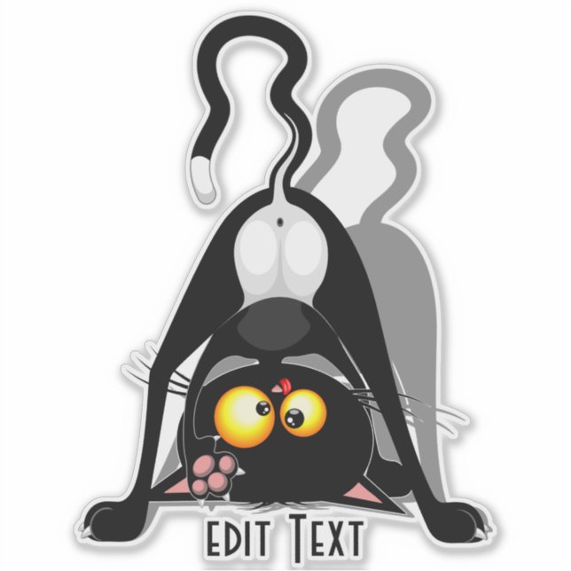 Cat Upside Down Funny Cartoon Character (Front)