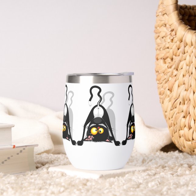 Cat Upside Down Funny Cartoon Character (Living Room)