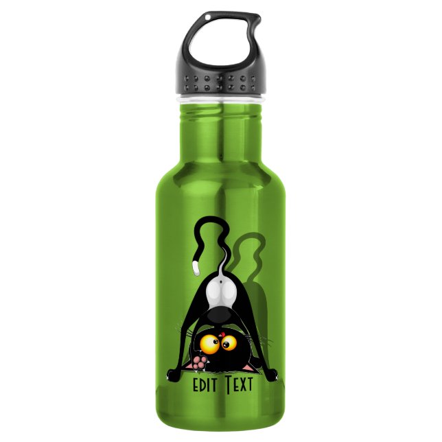 Cat Upside Down Funny Cartoon Character 532 Ml Water Bottle (Front)