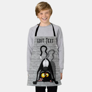 Cat Upside Down Funny Cartoon Character Apron