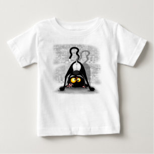 Cat Upside Down Funny Cartoon Character Baby T-Shirt