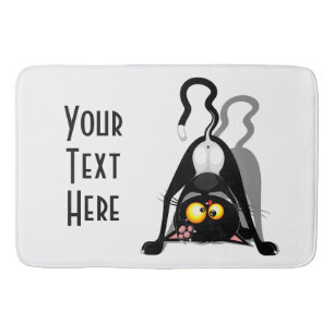 Cat Upside Down Funny Cartoon Character Bath Mat