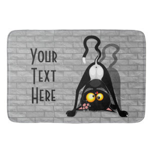 Cat Upside Down Funny Cartoon Character Bath Mat