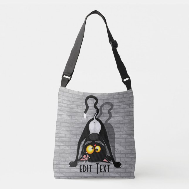 Cat Upside Down Funny Cartoon Character Crossbody Bag (Front)
