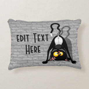 Cat Upside Down Funny Cartoon Character Decorative Cushion