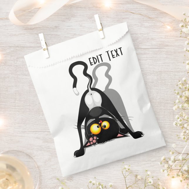 Cat Upside Down Funny Cartoon Character Favour Bags (Clipped)