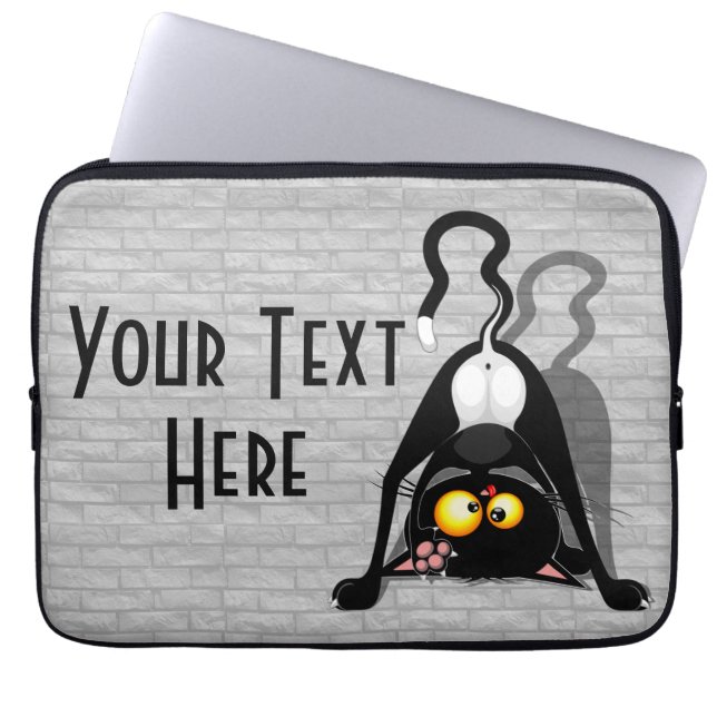 Cat Upside Down Funny Cartoon Character Laptop Sleeve (Front)