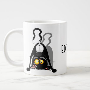 Cat Upside Down Funny Cartoon Character Large Coffee Mug