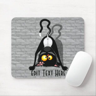 Cat Upside Down Funny Cartoon Character Mouse Mat
