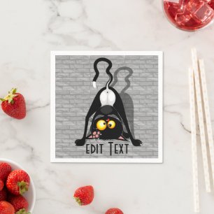 Cat Upside Down Funny Cartoon Character Napkin