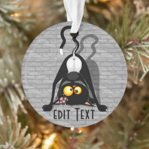 Cat Upside Down Funny Cartoon Character Ornament