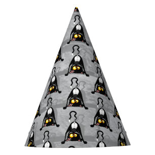 Cat Upside Down Funny Cartoon Character Party Hat