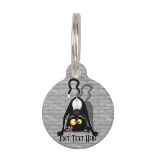 Cat Upside Down Funny Cartoon Character Pet Tag