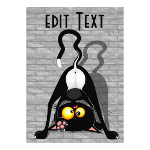 Cat Upside Down Funny Cartoon Character Photo Print
