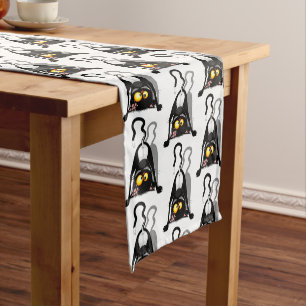 Cat Upside Down Funny Cartoon Character Short Table Runner