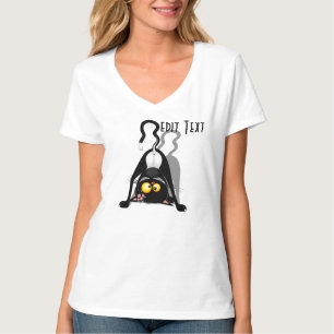 Cat Upside Down Funny Cartoon Character T-Shirt