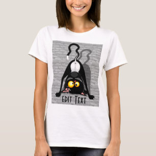 Cat Upside Down Funny Cartoon Character T-Shirt
