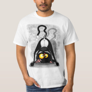 Cat Upside Down Funny Cartoon Character T-Shirt