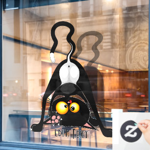 Cat Upside Down Funny Cartoon Character Window Cling