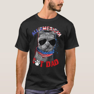 Cat Us Flag Sunglasses All American Cat Dad T-Shirt