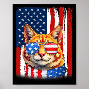 Cat Usa America Flag Patriotic Cat 4th Of July  Poster