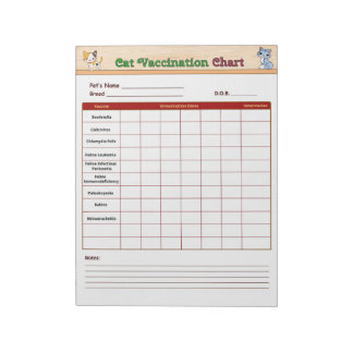 Cat Vaccination Chart Notepad