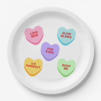 Cat Valentine Candy Hearts Paper Plates