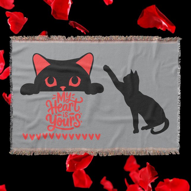 Cat Valentine - My Heart is Yours on grey | Throw Blanket (Creator Uploaded)