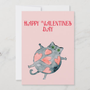 Cat Valentines Day Card- cute cat Holiday Card