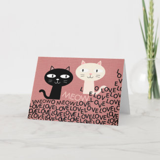 CAT VALENTINES DAY CARD, LOVE AT FIRST MEOW, CAT CARD
