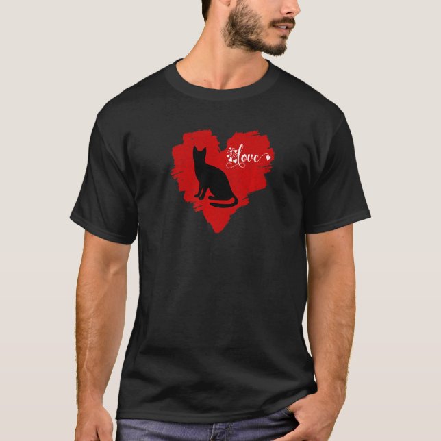 Cat Valentines Day Heart For Women Family Matching T-Shirt (Front)