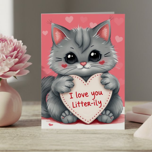 Cat Valentine's Day I Love You Heart Cute Pink Card (Cat Valentine's Day I Love You Heart Cute Pink Card
)