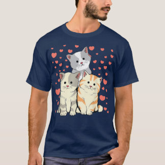 Cat Valentine's Day Red Heart's  For Cat Lover  T-Shirt