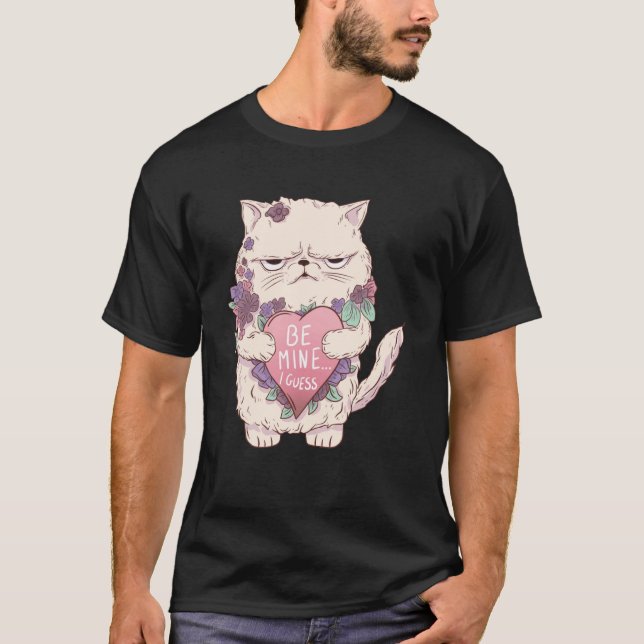 Cat Valentines Day Shirt Kids Be Mine pink Cat (Front)