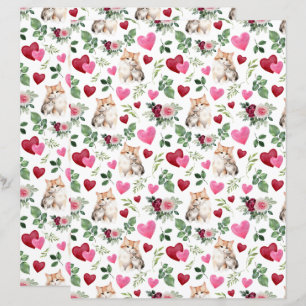Cat Valentines Scrapbook Paper