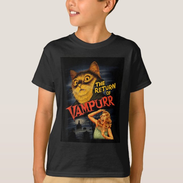 Cat Vampire Clic Horror Movie Funny Graphic Shirt  (Front)