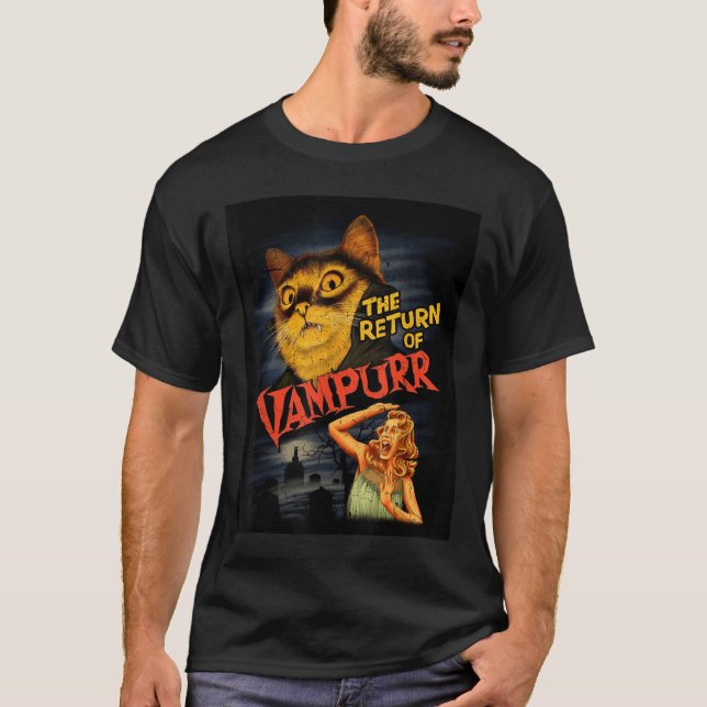 Cat Vampire Clic Horror Movie Funny Graphic Shirt  (Front)